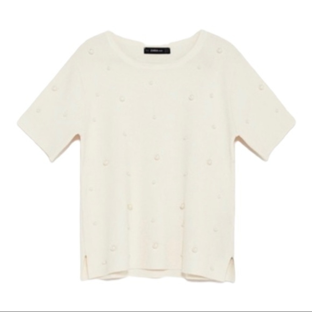 Zara Faux Pearl Studded Top